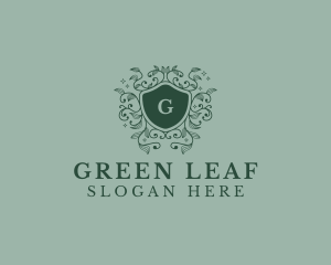 Floral Plant Organic Shield  logo design