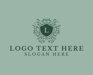 Floral Plant Organic Shield  Logo