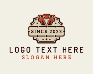 Water - Pipe Wrench Plunger logo design
