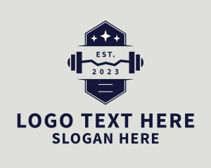 Blue - Gym Weights Barbell logo design