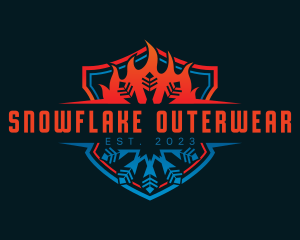 Snowflake Flame Temperature logo design