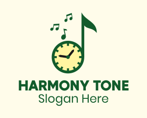Tone - Music Clock Time logo design