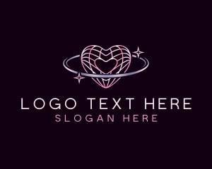 Futuristic - Love Heart Orbit logo design