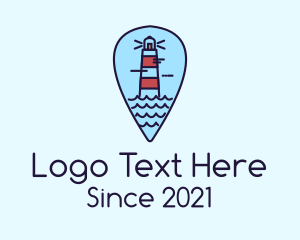 Maritime - Lighthouse Location Pin logo design
