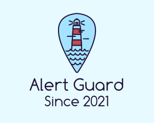 Warning - Lighthouse Location Pin logo design