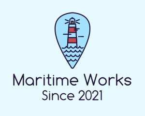 Lighthouse Location Pin logo design