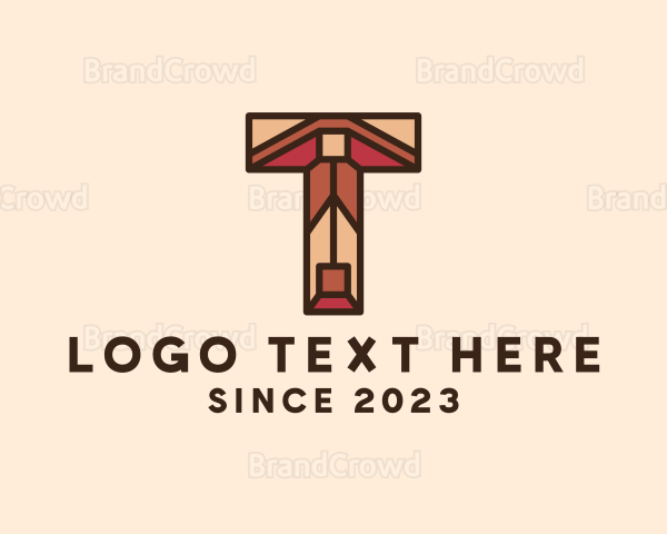 Tribal Geometric Interior Letter T Logo