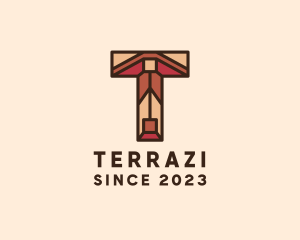 Tribal Geometric Interior Letter T logo design