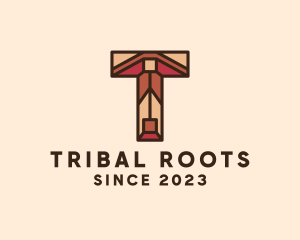 Tribal Geometric Interior Letter T logo design