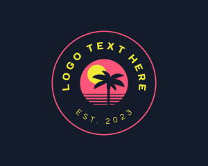 Destination - Resort Beach Sunset logo design