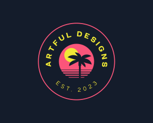 Resort Beach Sunset logo design