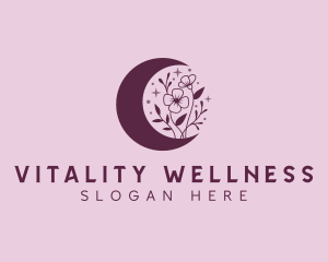 Feminine Floral Moon Wellness logo design