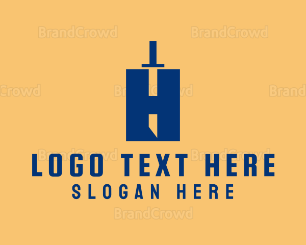 Blue Letter H Sword Logo