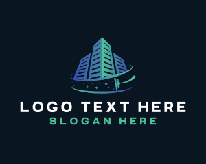 Cityscape - Building Cleaning Squeegee logo design