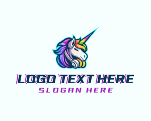 Player - Unicorn Rainbow Headset logo design