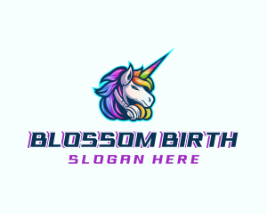 Videogames - Unicorn Rainbow Headset logo design