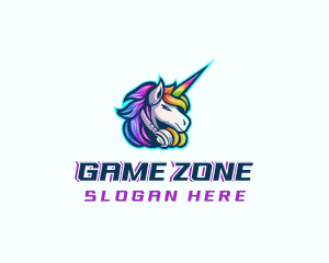 Unicorn Rainbow Headset logo design