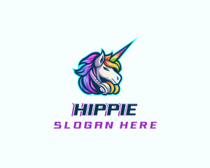 Arcade - Unicorn Rainbow Headset logo design