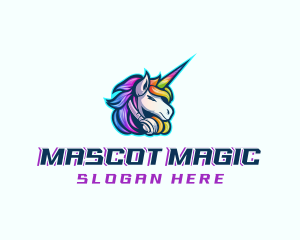 Unicorn Rainbow Headset logo design