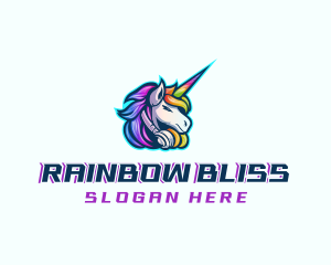 Unicorn Rainbow Headset logo design