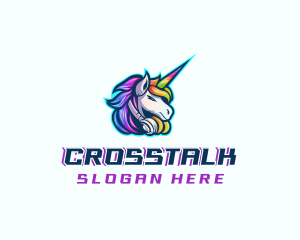 Horse - Unicorn Rainbow Headset logo design
