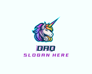 Player - Unicorn Rainbow Headset logo design