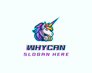 Combat - Unicorn Rainbow Headset logo design