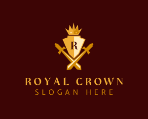 Crown Shield Sword logo design