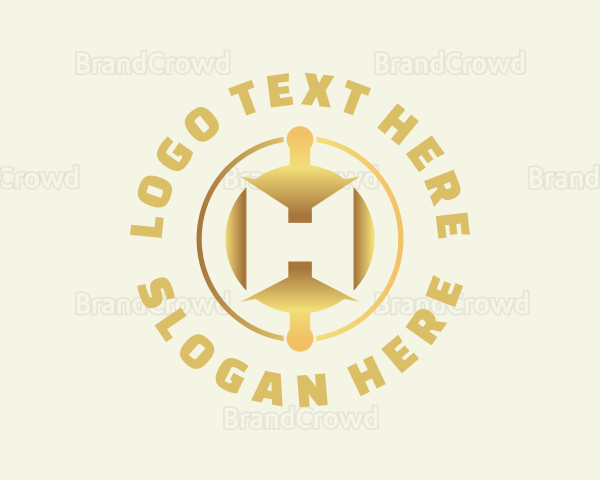 Cryptocurrency Gold Letter H Logo
