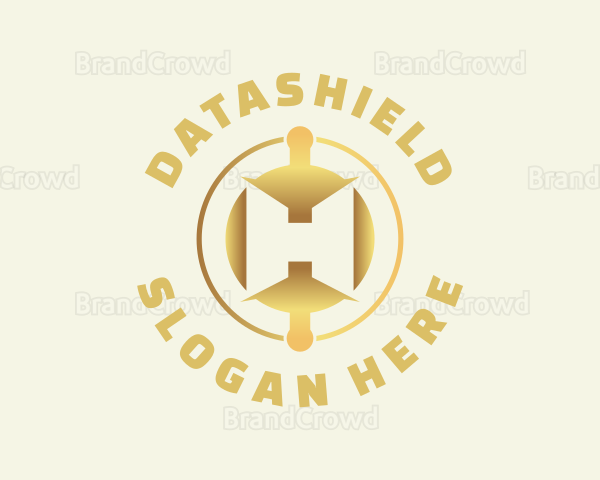 Cryptocurrency Gold Letter H Logo