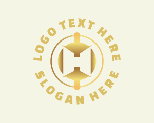 Digital Currency - Cryptocurrency Gold Letter H logo design
