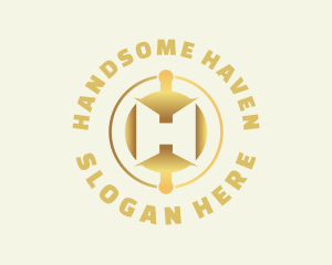 Cryptocurrency Gold Letter H logo design