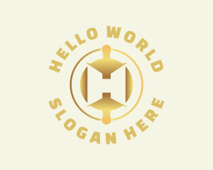 Cryptocurrency Gold Letter H logo design