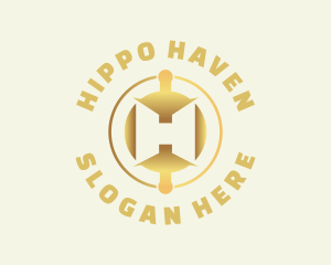 Cryptocurrency Gold Letter H logo design