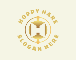 Cryptocurrency Gold Letter H logo design