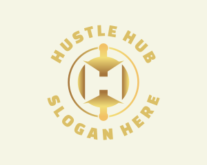 Cryptocurrency Gold Letter H logo design