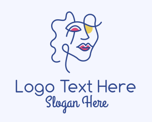 Cubism - Woman Makeup Face logo design
