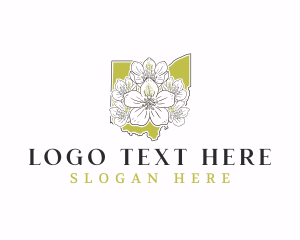 Map - Ohio Rhododendron Flower logo design