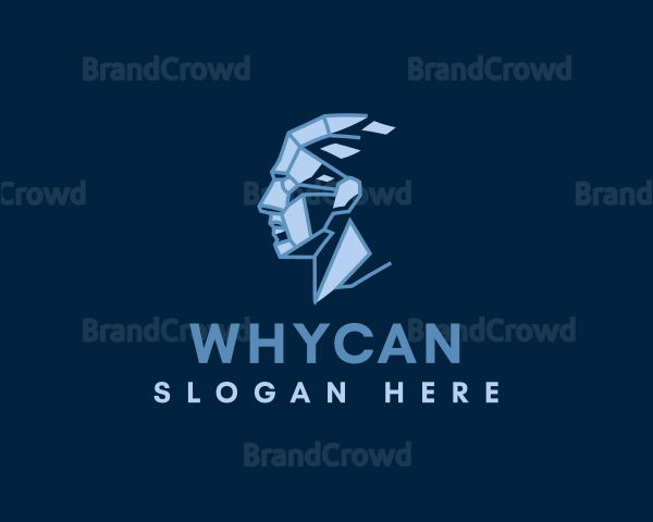 Head Geometric Hologram Logo