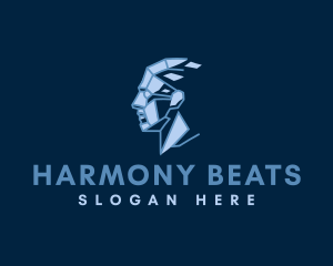 Streaming - Head Geometric Hologram logo design