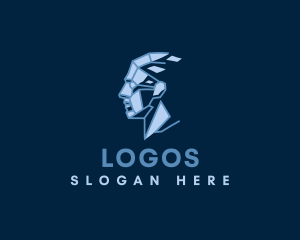 Character - Head Geometric Hologram logo design