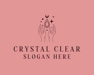Crystal - Moon Crystal Gemstone logo design