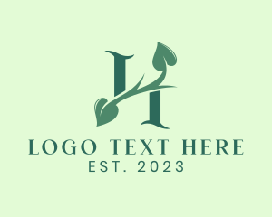 Tea - Organic Vine Letter H logo design