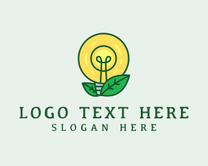 Powerplant - Eco Leaf Lightbulb logo design