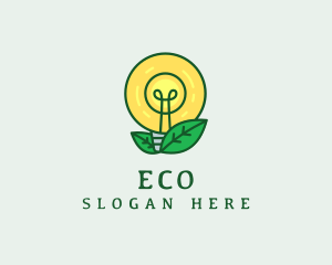 Eco Leaf Lightbulb logo design