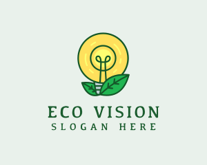 Eco Leaf Lightbulb logo design