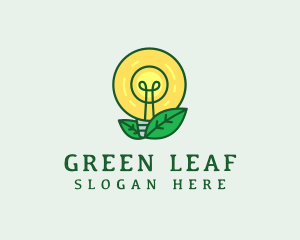 Eco Leaf Lightbulb logo design