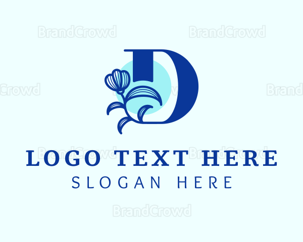 Blue Flower Letter D Logo