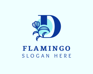 Blue Flower Letter D Logo
