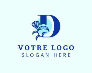 Blue Flower Letter D Logo